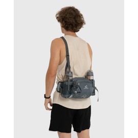 WATERFLY Waist Bag Fanny Pack with Water Bottle Holder Hiking Waist Pack for Men Women Traveling Walking Camping Waist Pouch