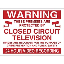 [WOOTTON INDUSTRIES LIMITED] Warning 24HR Video Recording Sign Rigid Plastic Printed [200mmx150mm] CCTV Security Crime Prevention