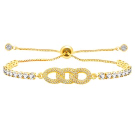 Oneress Women's Cubic Zirconia Tennis Bracelet - Gold Sliding Bracelet for Weddings and Special Occasions - Elegant Design for Christmas, New Year, and Party - YA4917