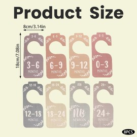 fKiZanthene 8 Pcs Baby Wardrobe Dividers Colorful Double Sided Wooden Closet Organiser for Nursery Clothes to 24 Months