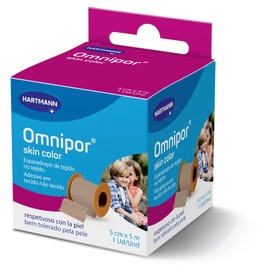 Omnipor: Hypoallergenes Pflaster aus Vliesstoff für empfindliche Haut, 5 cm x 5 m, hautfarben