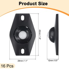 uxcell 16 Pcs Self Adhesive Caster Wheels, 360 Degree Rotation Mini Caster Swivel Rollers Universal Sticky Swivel Wheels for Furniture Storage Bins Trash Can (Black, 1 Nylon Rolling Ball)