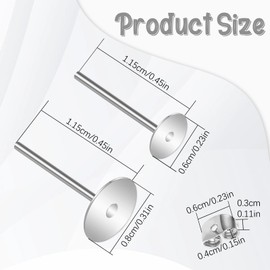 Yolev 400Pcs Earring Posts Stainless Steel Hypoallergenic, 6mm/8mm Steel Flat Pad Earring Studs, Butterfly and Clear Rubber Earring Backs for Jewelry Making DIY (Steel Color and Gold)