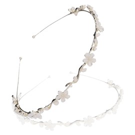 WUSJCOF Girls and Bride Communion Headband - Silver Flower Hair Accessories for First Holy Communion Wedding and Special Occasions