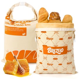 Beeswax Bread Bags Reusable for Homemade Sourdough - Large Cotton Bread Storage Bags - Keeps Bread Fresh for Longer - 2 Pack