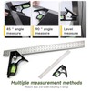 Combination Square 300mm(12") Adjustable Carpentry Square Stainless Steel Angle Ruler