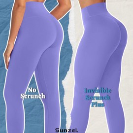 Sunzel Workout Leggings for Women Butt Lifting, Scrunch Butt Tummy Control Gym Leggings, High Waisted Squat Proof Yoga Pants 28" Periwinkle Medium
