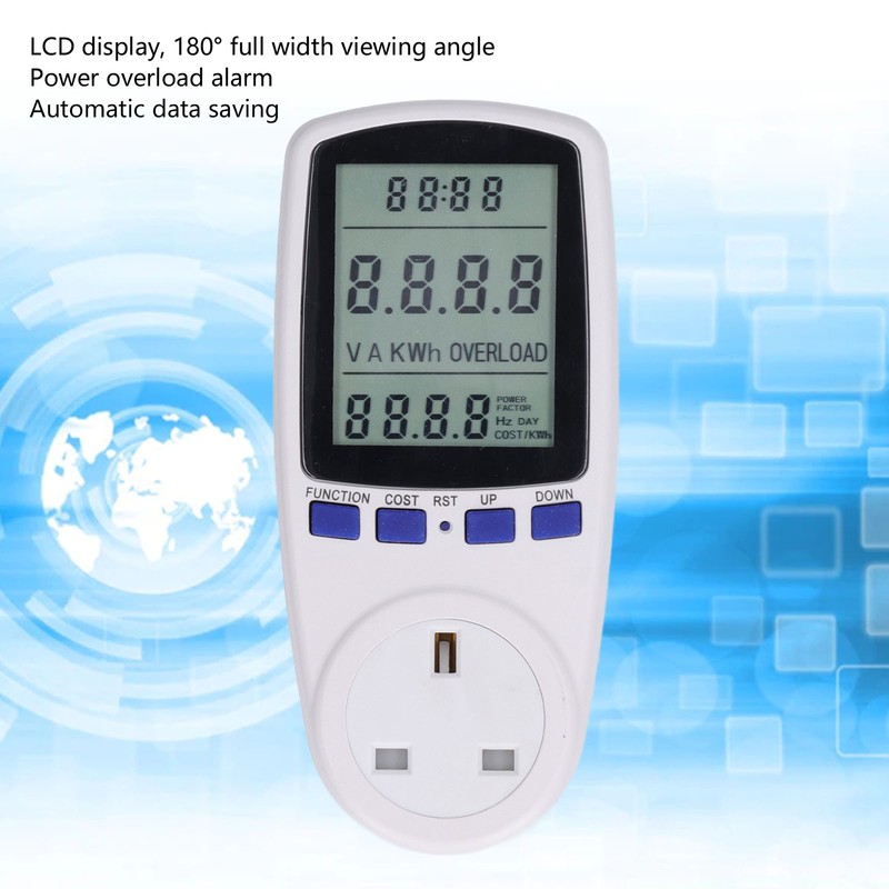 Power Meter Plug with Battery LCD 7 Display Modes Electricity