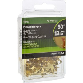 Hillman 42087 Brass Conventional Picture Hanger 30lbs Value Pack of 50