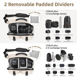 TAAOKA Camera Sling Bag,SLR/DSLR Camera Case with Tripod Holder,Waterproof Camera Shoulder Crossbody Bag for Photographers (Beige)