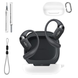 for SHOKZ OpenFit 2 Case Cover with Cleaner Kit, Soft Skin Silicone Case Cover with Keychain and Lanyard，Full Protective Case for Men and Women-White