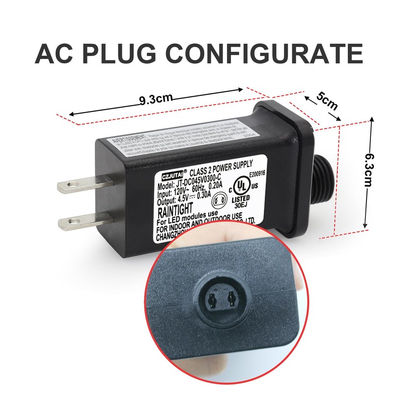 Power Supply, Transformer for CZJUTAI JT-DC045V0300-C IP44 4.5V1.35W for Christmas