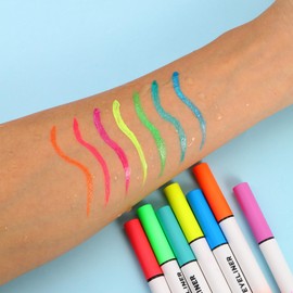 DALVGFN Metallic Neon Liquid Eyeliner Pen, Long Lasting Glitter Eye Liner, Waterproof & Smudge-proof, Glow Brightly Under UV Lights, Colorful Eye Makeup For Rave Party Music Festival, Shimmer Pink