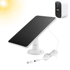 Solar Panel Compatible with Eufycam 2C/2C Pro/2/2 Pro/E20/E40/E, 5V 4W Solar Panels Charger IP65 Waterproof Continuous Power Supply with 9.8ft Charging Cable Wall Mount, Micro USB & Type-C Port