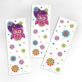 JuNa Party-Experten Party Bag Set of 12 Bookmarks + 12 Mini Notepads Owl/Gift for Children's Birthday Wedding Christening Birthday School Girls