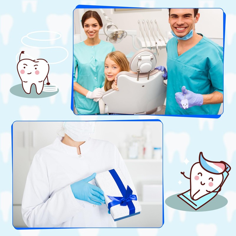 Landical 48 Pcs Mini Dental Floss Keychain Bulk Tooth Shaped