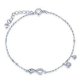 Fashion Infinity Symbol Women's Bracelet, 925 Sterling Silver Bracelet Cubic Zirconia, Adjustable Diamond Bracelet, Silver, Christmas Birthday Gift, Sterling Silver, Cubic Zirconia