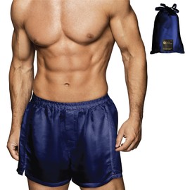 Tara Sartoria Luxury Artisan Silk Boxers For Men, Mens Silk Boxers, Natural, Machine Washable Deep Blue