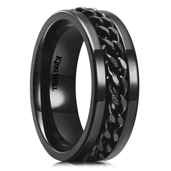 King Will 8mm Black Spinner Ring Stainless Steel Fidget Ring