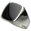 Solid Sterling Silver Signet Ring with Onyx, Silver