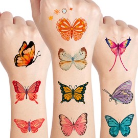UVUXO Butterfly Temporary Tattoo for Women Girls Kids - 82 Styles Colorful Butterflies Temporary for Girls Arm Shoulder Cute Tattoos Stickers Gifts for Kids Party Favors Decoration