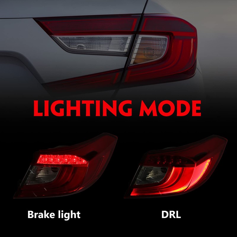 Huray Tail Light for Honda Accord 2018-2021 Outer Taillight Assembly