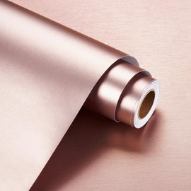 WESTICK Rose Gold Refrigerator Vinyl Wrap Peel and Stick Brushed Metallic Wallpaper Removable Waterproof Golden Stainless Steel Contact Paper for Appliances Kitchen Cabinet Countertop Fridge 15.8"x80"