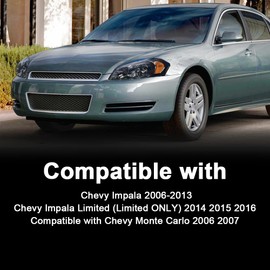 ALLGOOD Headlight Assembly Front Headlamp Compatible with Chevy Impala 2006-2013/ Fit Impala Limited 2014-2016/ Fit Monte Carlo 2006-2007 Chrome Housing Clear Lens white reflector