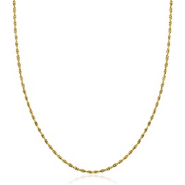 PORI JEWELERS 10K Yellow Gold 1.5MM Diamond Cut Rope Chain Necklace Unisex Sizes 14"-24" - (Yellow 1.5MM, 24")