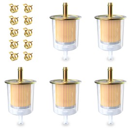 smseace 5pcs 3/8 inch inline fuel filter with 10pcs hose clamp for 3/8 inch fuel pipe used for motorcycles, car, trucks Universal Fuel Filters