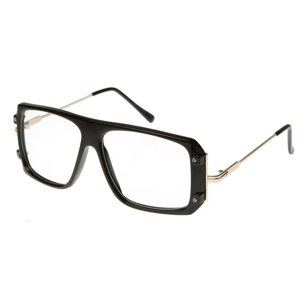 Vintage Inspired Square Clear Lens Glasses (Black)