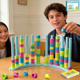 2 Pack Color Matching Challenge Game, Fast Pattern Match Ring Stacking Puzzle Stack Games, 2-4 Players, Family Board Game for Kids & Adults, Birthday Easter Christmas Party Gifts for Boy & Girl