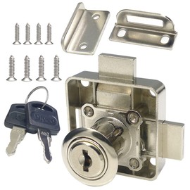 Cabinet Double Door Lock Drawer Lock Safety Lock [Keyed Alike] Double Deadbolt-Door Lock [Installation on The Left Side Door]. Drilling Diameter 3/4"/19mm for (3/5"-/15mm -7/8"-/22mm) Door Panels