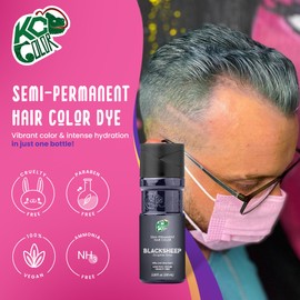 KC COLOR Semi-Permanent Hair Color - Color Depositing Hair Mask - Temporary Hair Dye - Vibrant Color and Intense Hydration In One Step - Vegan, Cruelty-Free - 150ml / 5,07 Fl Oz - Black Sheep