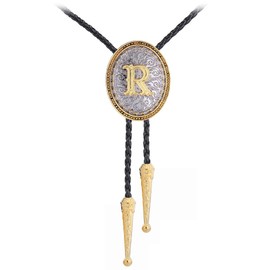 GelConnie Letter R Bolo Ties for Men Western Cowboy Necklace Western Ties Vintage Necklace Costume Accessories for Women