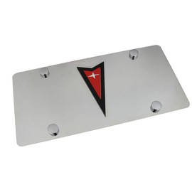 Eurosport Daytona Pontiac - Black Outline with Red, Mirror Fill -Stainless Steel License Plate-