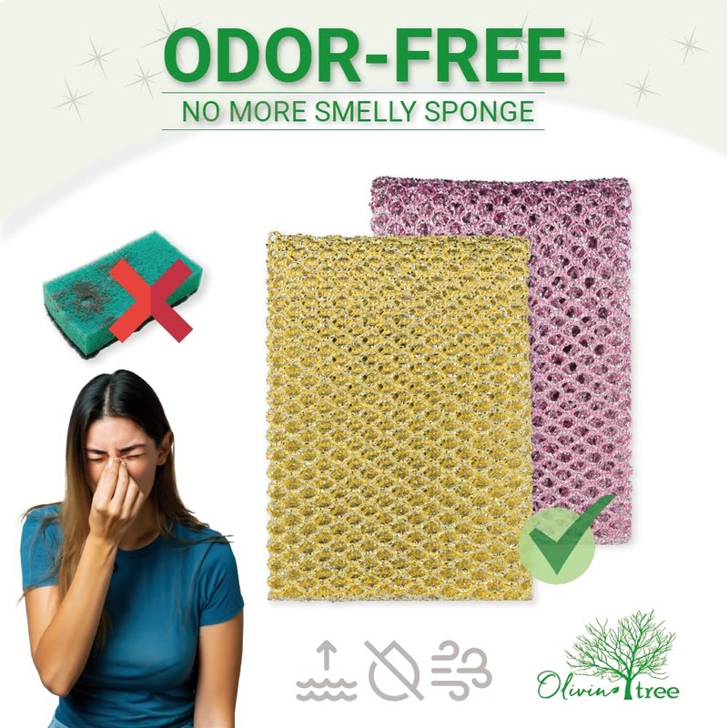 Olivia tree Rugged Glitter Dish Wash Net Heavy Duty, 2Pcs