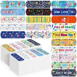 Geiserailie 200 Jesus Bandages Kids Bulk Christian Bible Verse Scripture Fun Bandages Christmas Gifts Cute Christian Religious Church Party Favors Sunday School Supplies, 20 Style