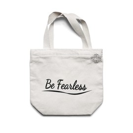 HOME STORIEZ Classic Eco-Friendly & Reusable Cotton Canvas Grocery Tote Bag, Medium Size 16 x 14 Inch Natural Color (BE FEARLESS)