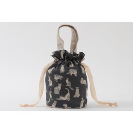 DDintex FLORET LONDON Drawstring Pouch, Miao, Gray, φ4.7 x 7.1 inches (12 x 18 cm) [Using Liberty Print]