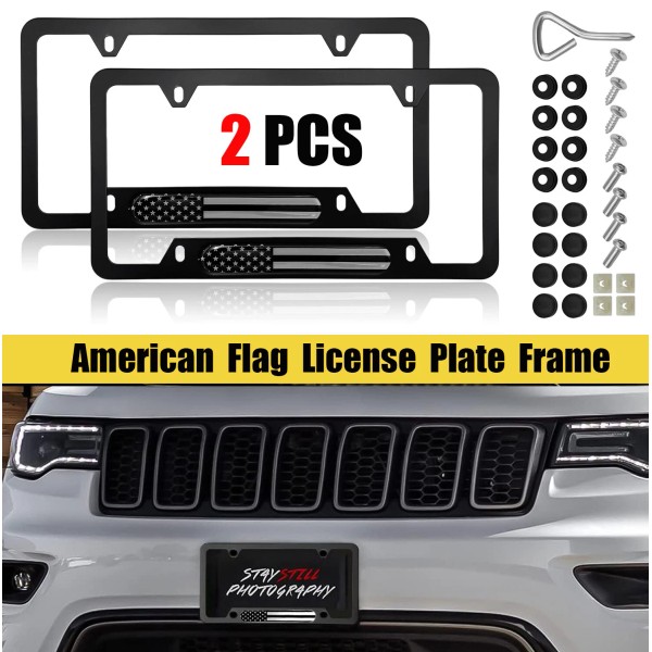 Unbranded 2PCS Car License Plate Frame American Flag Patrioric For