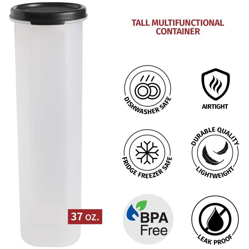 Tall Clear Spaghetti Pasta Container Storage With Lid.Multi-Purpose Kitchen Pantry