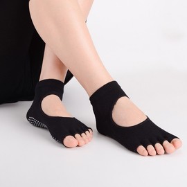 International Non-slip Cotton Five-Toe Yoga Socks with Open Heel and Grip Sole Size/Blue 30ea