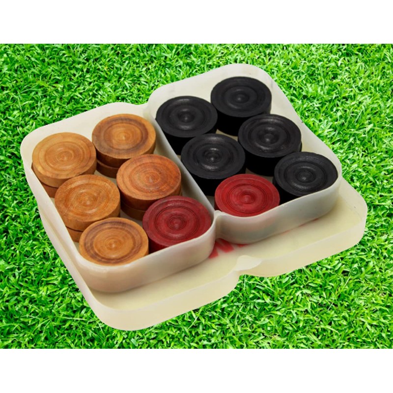 StonKraft Carrom Wooden Coins with Plastic Box (Without Beater) -