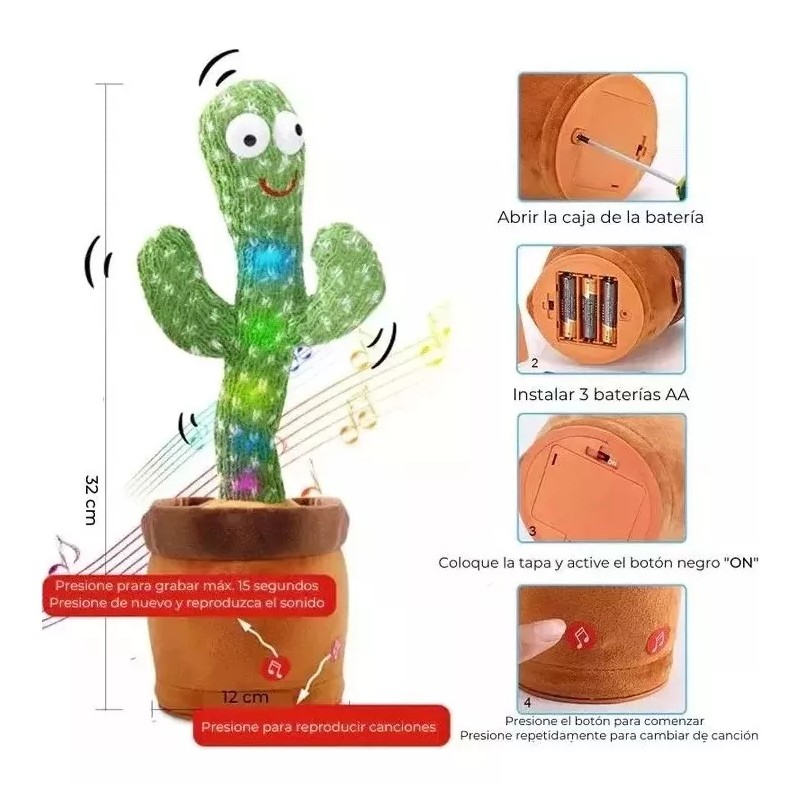 DAS Cactus Peluche Bailarín Musical Repite La Voz Personajes