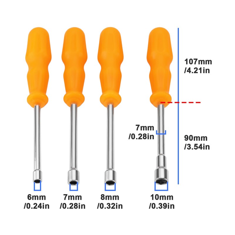 Create idea 4Pcs Socket Wrench Screwdriver Hex Nut Driver Tool