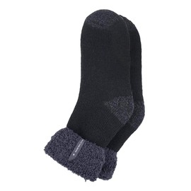 HEAT HOLDERS - Mens Warm Luxury Fluffy Fleece Lined Lounge Sleep Bed Socks (6-11 UK, Black (Olwen))