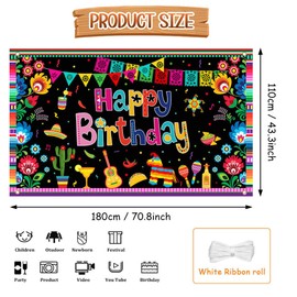 AIBIIN - Telón de fondo de fiesta mexicana con temática de feliz cumpleaños, decoraciones mexicanas para fiestas de cumpleaños de México, Cinco de Mayo, decoración de carnaval, taco, fiesta de