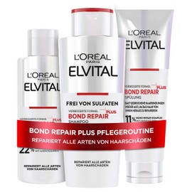 L'Oréal Paris Elvital Bond Repair Plus Routine for Hair Repair with Pre-Shampoo, Shampoo & Conditioner, Bundle, Protection for Less Hair Breakage & More Shine, with Bond Repair Complex & Amino Acids, 3 Pieces