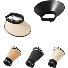 Hat Large Brim Visor hat Women's Sunblock Empty top hat Summer Outdoor Cycling Straw hat Sun hat (UPF50+, Khaki)